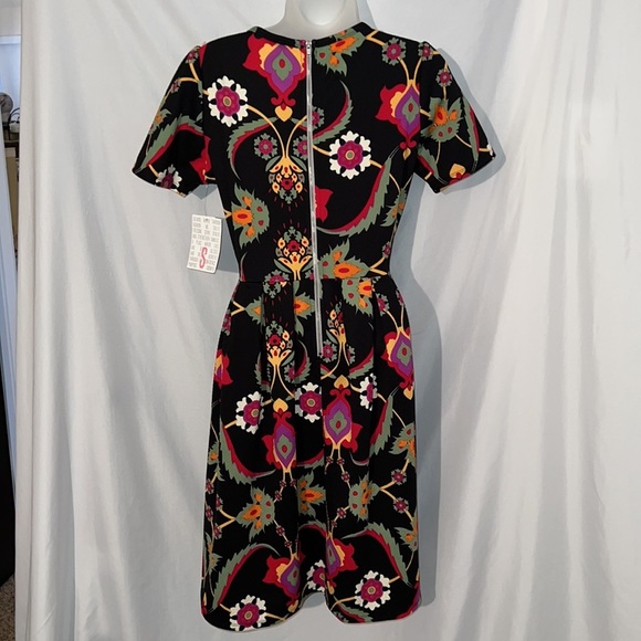 NWT LuLaRoe Amelia Dress Black with Multi-color Floral Design Size Small - Picture 5 of 10